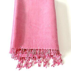 Pashmina Women's Silk Blend Scarf Wrap Embellished Pink Shawl Fringe NEW